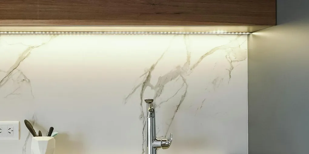 Under-sink cabinet showing the garbage disposal unit, leak diagnostic and replacement guide
